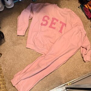 Pink Sweatshirt and Sweatpants Set
